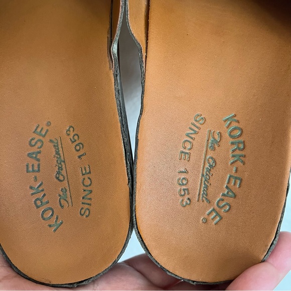 Kork Ease Tutsi Sandals Womens Olive Green Leather Slip On Slides Cork Shoe 8M - Picture 10 of 14